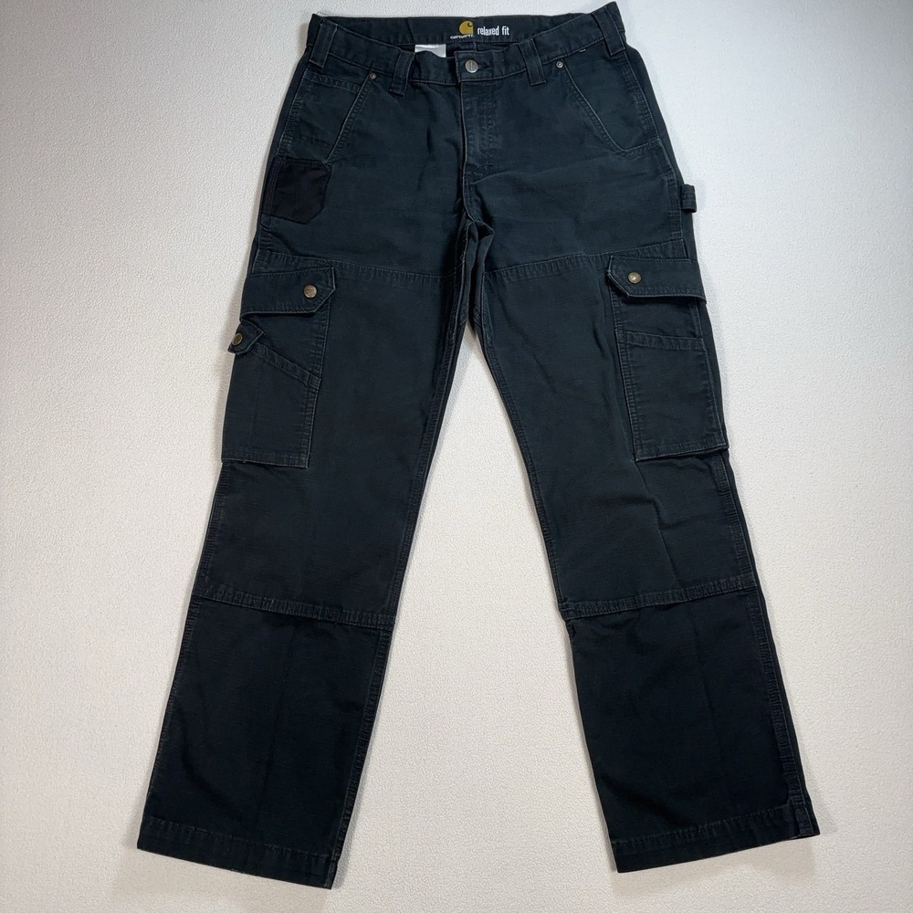 Carhartt Relaxed Fit Carpenter Cargo Pants Men's 32x29* Faded Black Ripstop B342